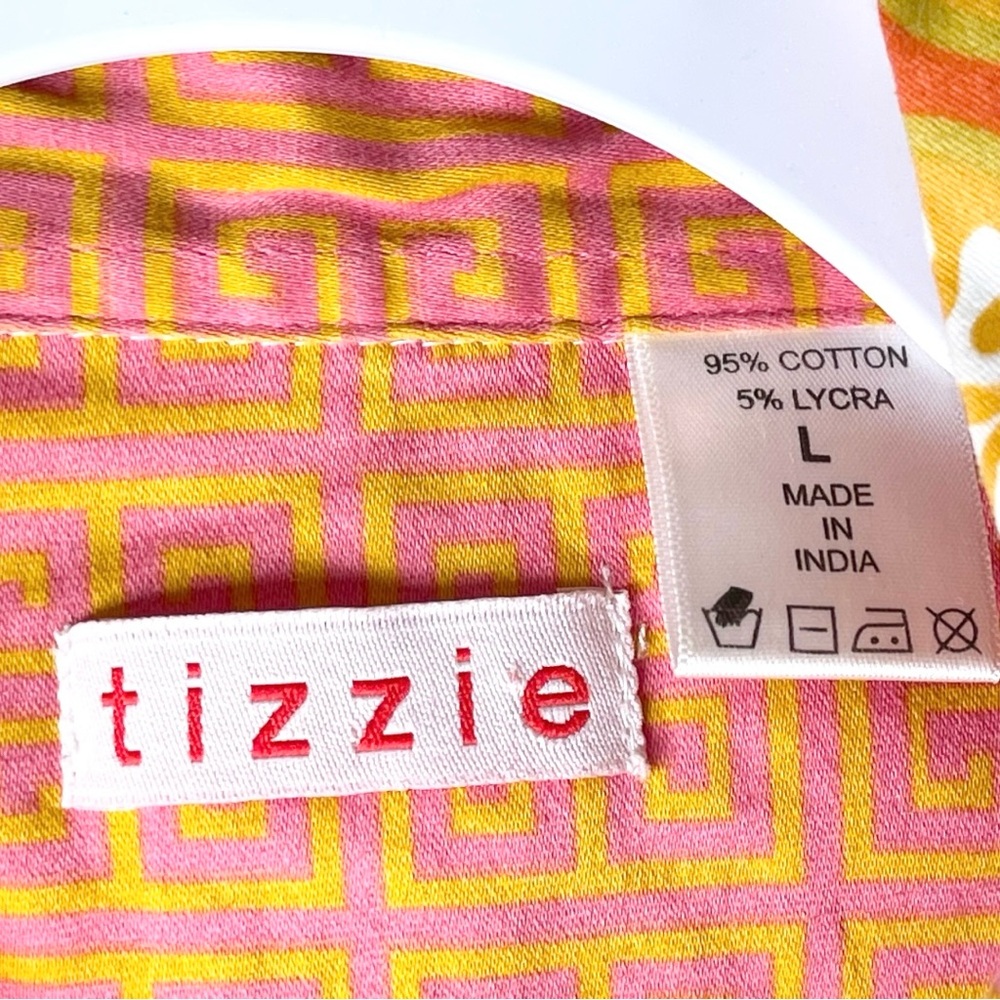 Tizzie Orange Patterned Button Down Shirt - image 3